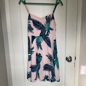 Tropical print pink & green sundress